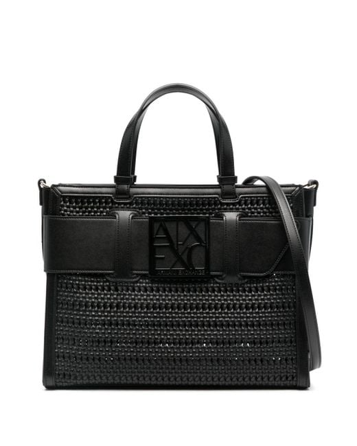 Armani Exchange Black Logo-buckle Tote Bag