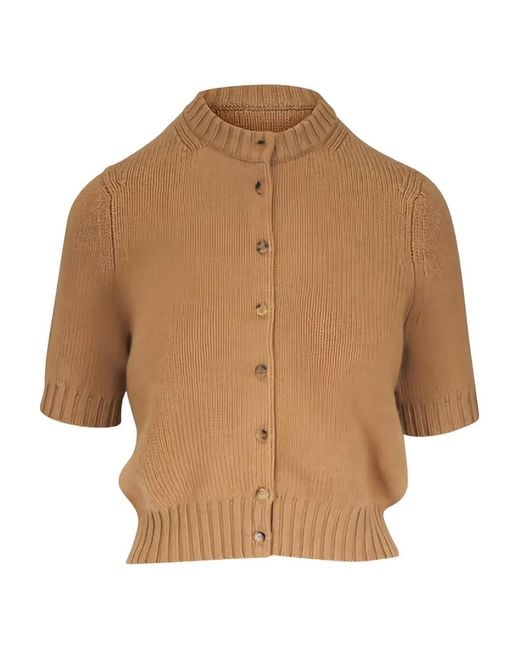 Khaite Brown Button-Down Short-Sleeved Cardigan