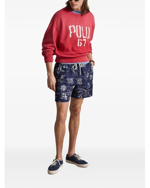 Polo Ralph Lauren Blue Nylon Traveler Polo Bear 14.5 Cm Swim Shorts With Harbor Island Bear Print for men