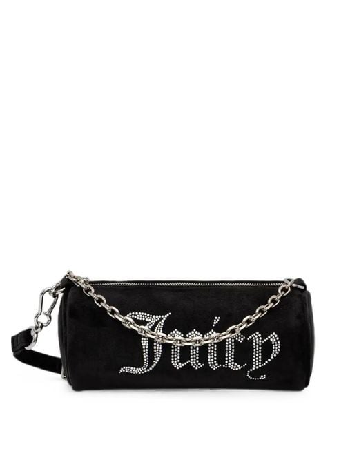 Juicy Couture Black Rhinestone-Embellished Barrel Shoulder Bag