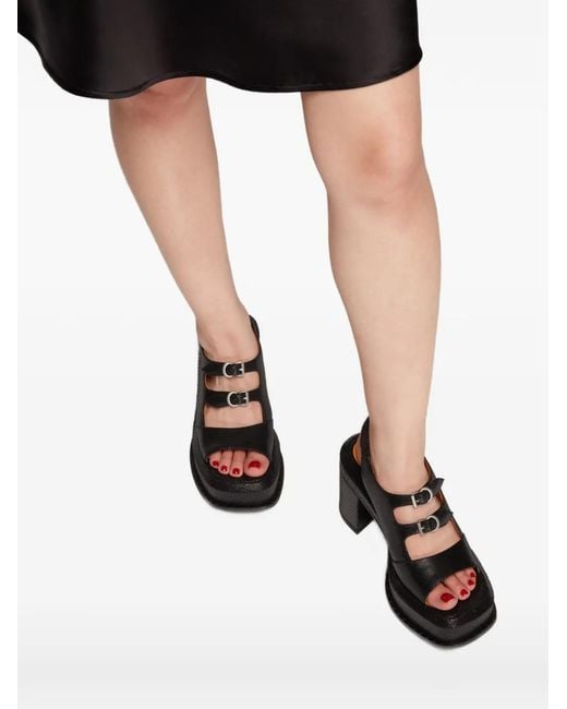 LILI CURIA Black Edie Platform Buckle Sandals