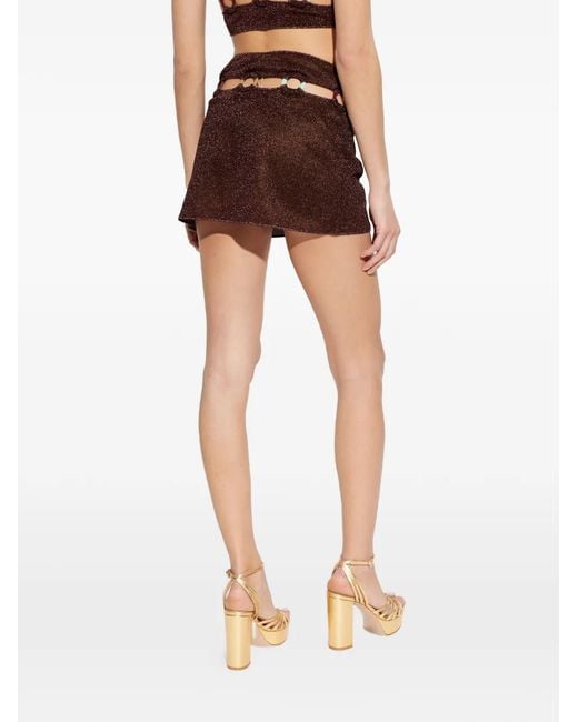 Oseree Brown Cut-Out Mini Skirt