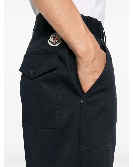 Moncler Blue Garbardine Weave Straight Trousers for men