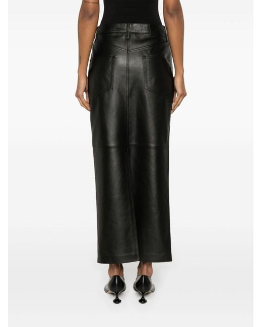 Jupe longue en cuir Wardrobe NYC en coloris Black