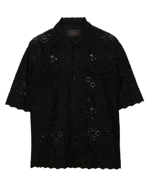 Simone Rocha Black Broderie Anglaise Cotton Shirt for men