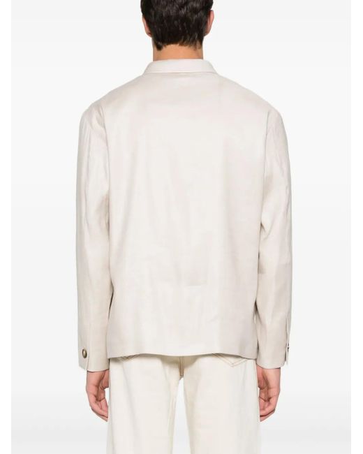 Lardini White Classic-Collar Shirt Jacket for men