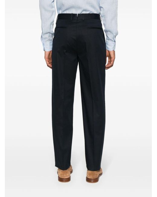 Zegna Black Mid-rise Pleated Chino Trousers for men