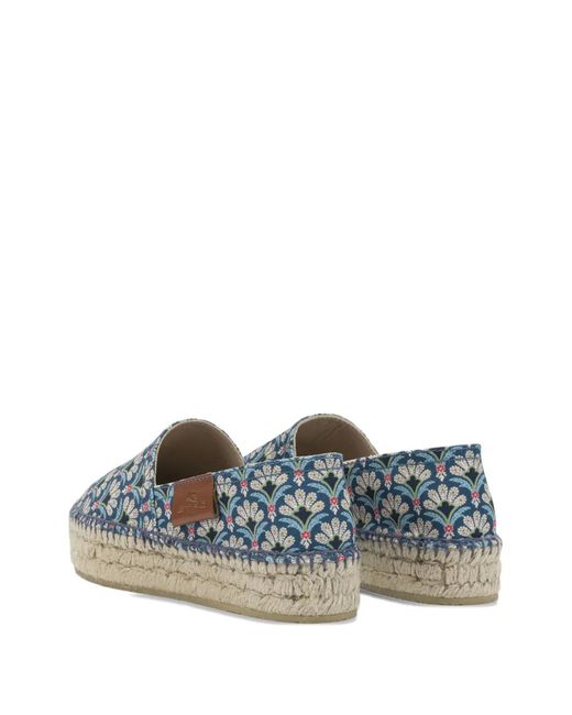 Etro Blue Espadrilles Fleuries À Plateforme