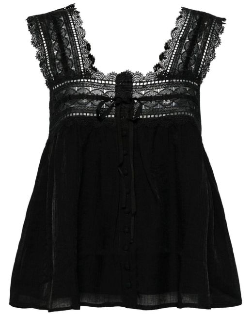 B+ AB Black Lace-Detail Sleeveless Top