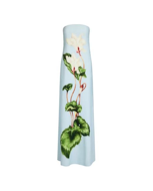 Oscar de la Renta Green Chiné Cyclamen Strapless Gown