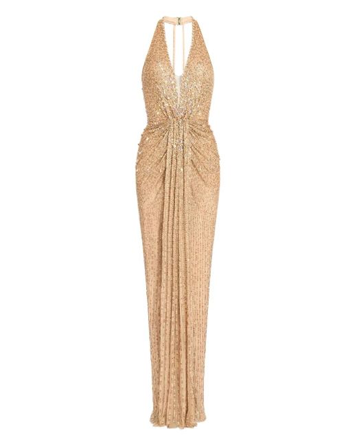 Jenny Packham Natural Lana Embellished Maxi Dress