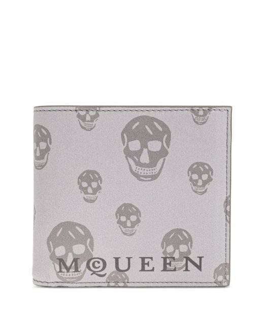 McQueen Gray Skull-Print Wallet for men