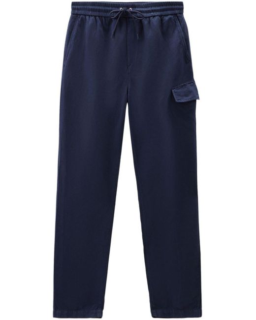 Woolrich Blue Elasticated-waist Tapered Trousers for men
