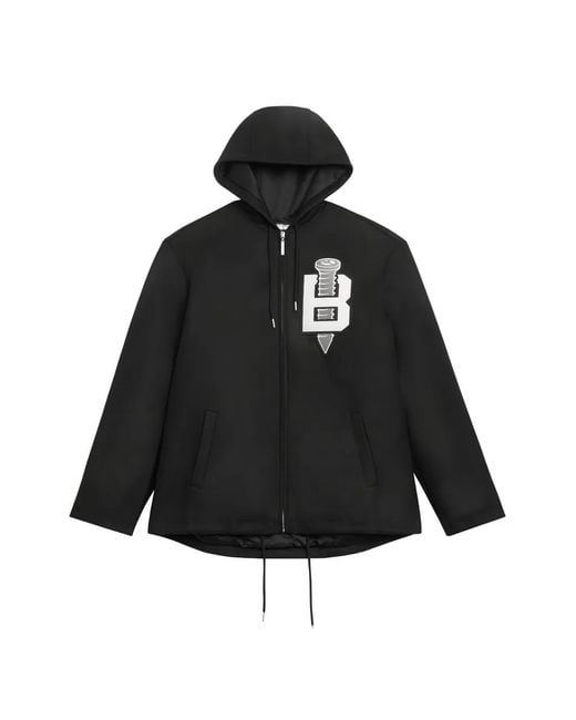 Babylon LA Black Logo-Appliqué Hooded Jacket for men
