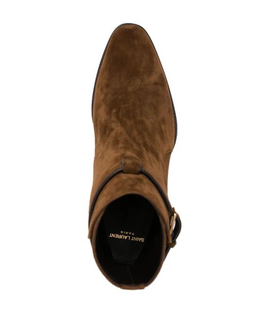 Saint Laurent Brown Wyatt 4Mm Suede Ankle Boots for men