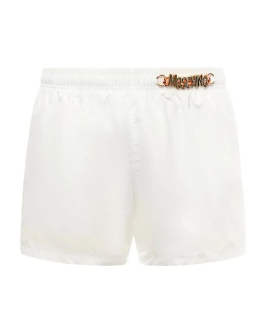 Moschino Zwembroek Met Logoplakkaat in het White voor heren