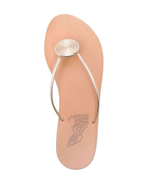 Ancient Greek Sandals Pink Strovilos Leather Flip Flops