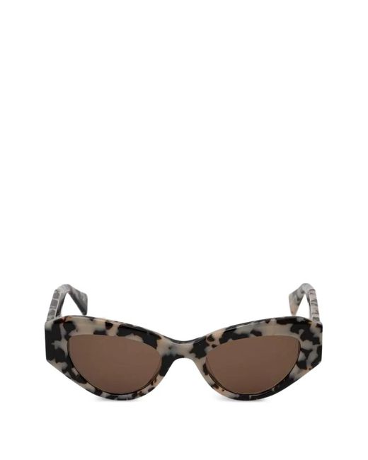 AllSaints Brown Geometric-Frame Sunglasses