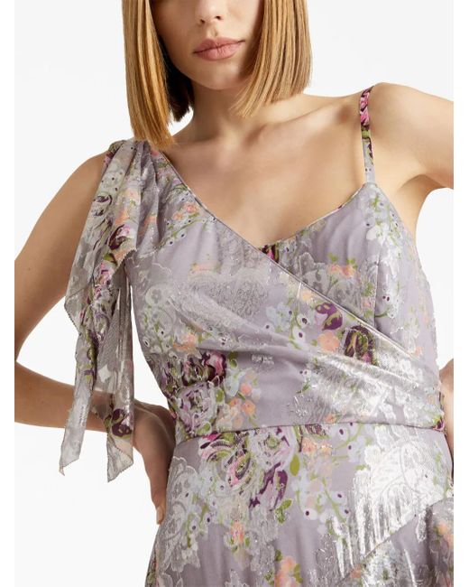 Cinq À Sept Gray Gerüschtes Trevor Kleid Mit Blumen-Print