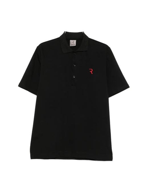 Rhun Black Logo-Embroidered Short-Sleeve Polo Shirt for men