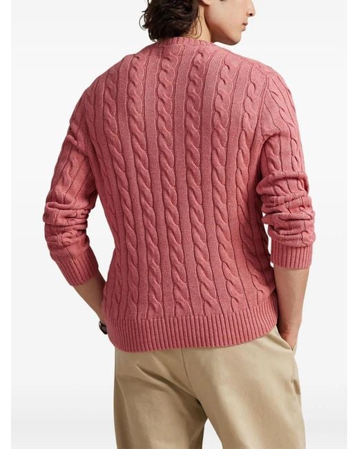 Polo Ralph Lauren Red Long-sleeve Cable-knit Sweater for men
