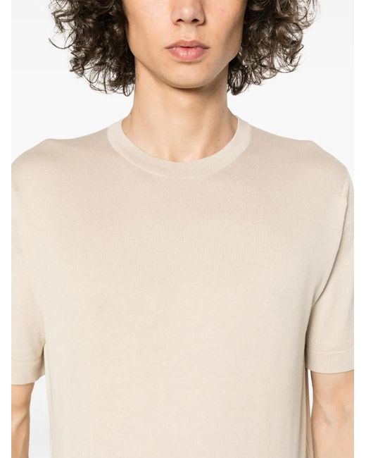 John Smedley White Fine-Knit Cotton T-Shirt for men