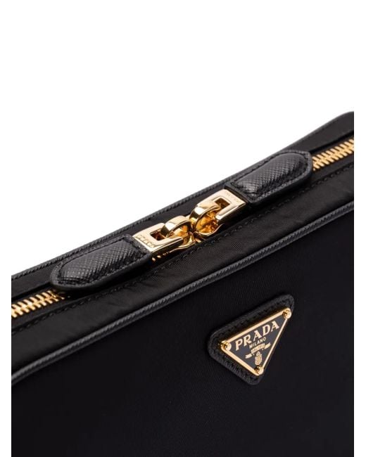Prada Black Umhängetasche Mit Emailliertem Triangel-Detail