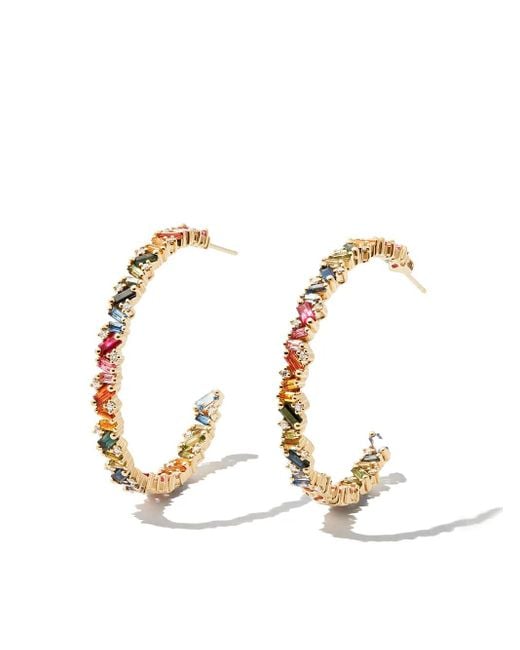 Suzanne Kalan Metallic 18Kt Sapphire Hoop Earrings