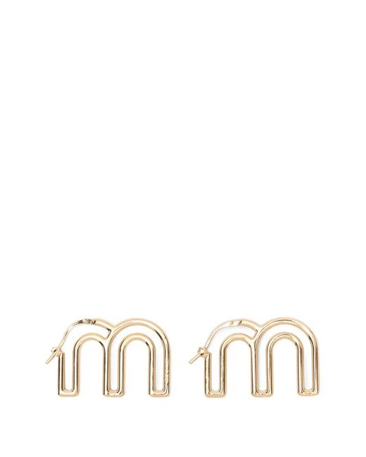 Miu Miu White Logo-Lettering Earrings