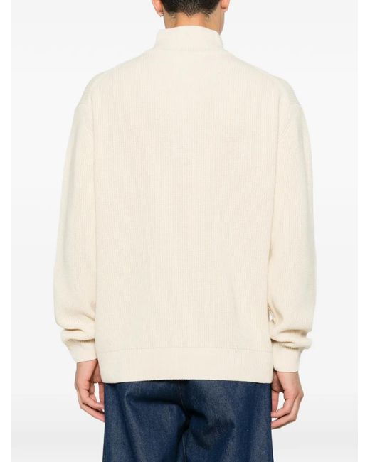 J.W. Anderson Natural Half-Zip Ribbed-Knit Sweater for men