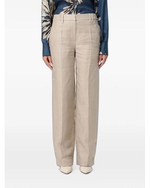 Brunello Cucinelli Natural Monile-Embellished Straight-Leg Trousers