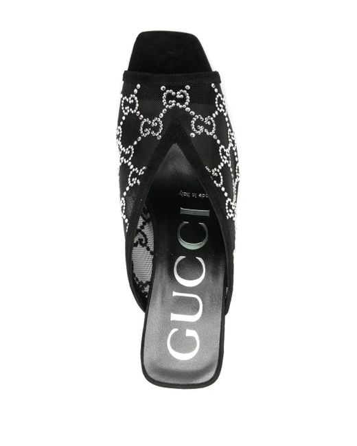 Gucci Black GG Mesh & Suede Sandal