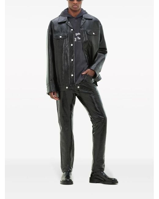 Courreges Black Shine-Effect Biker Jacket for men