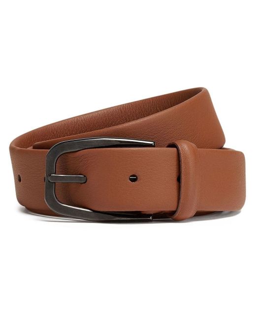Zegna Brown Grained Leather Belt for men