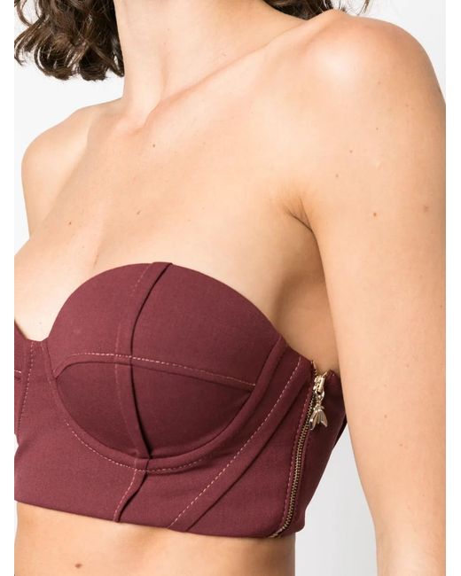 Patrizia Pepe Red Essential Sweetheart-Neck Strapless Top