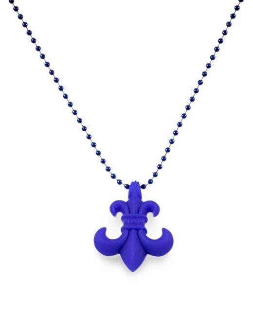 Chrome Hearts Blue Fleur-De-Lis-Pendant Necklace for men