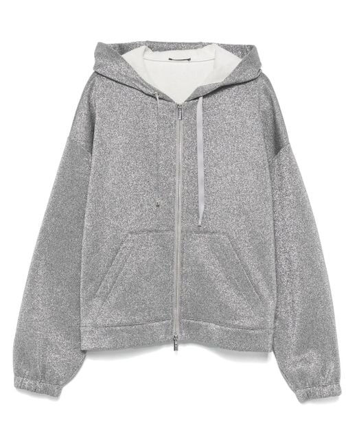 Peserico Gray Metallic-Effect Hoodie