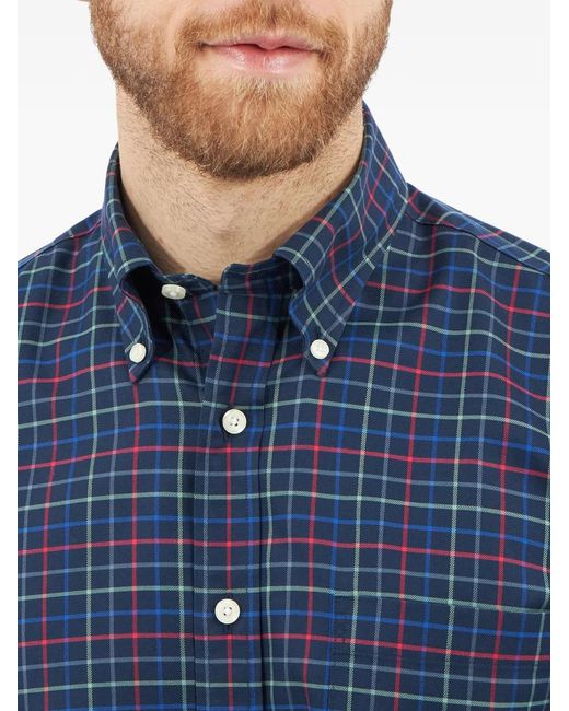 Brooks Brothers Blue Plaid-Pattern Button-Fastening Shirt for men