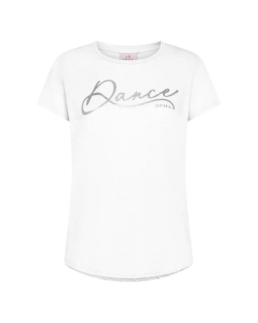 Deha White Logo-Print Slub T-Shirt