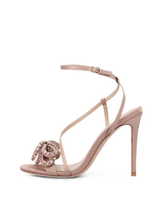 Pinko Pink Crystal-Embellished Bow Sandals