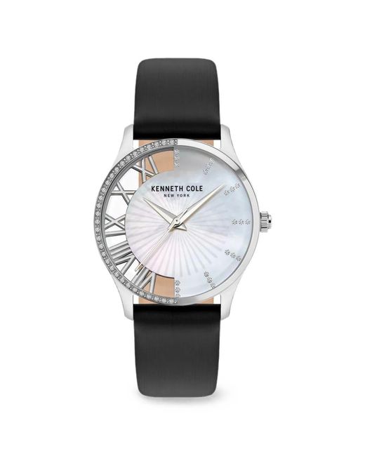 Kenneth Cole White Crystal Bezel Skeleton 36Mm Watch