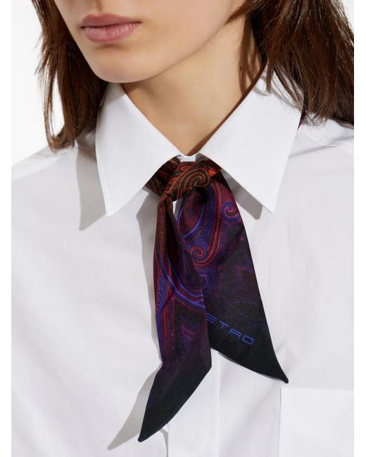 Etro Blue Foulard En Soie Imprimé Bandana