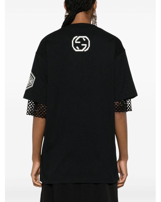 T-shirt con strass di Gucci in Black