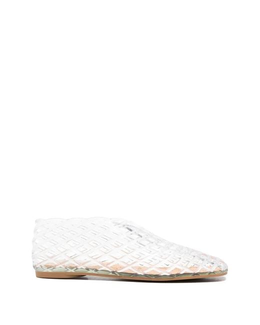 LA PISCINE White Perforated Ballet Flats