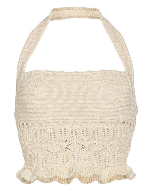 retroféte Crochet Halterneck Top Natural