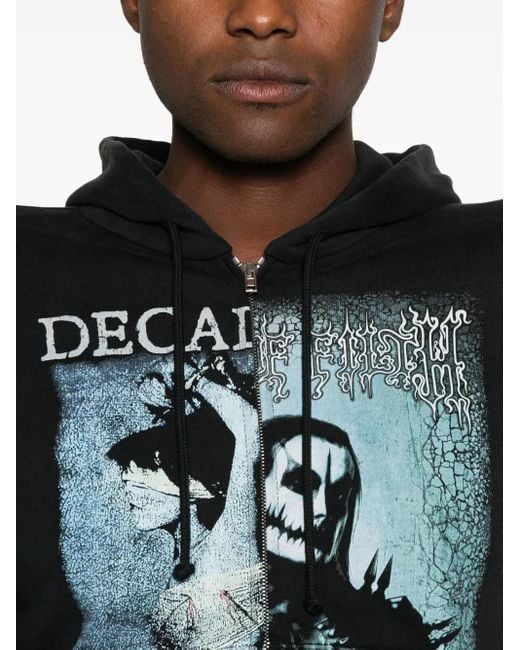 Vetements Black Cof Cut Up Extreme Shoulder Fitted Zip Up Hoodie