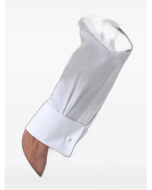 Zegna White Poplin-Texture Classic-Collar Shirt for men