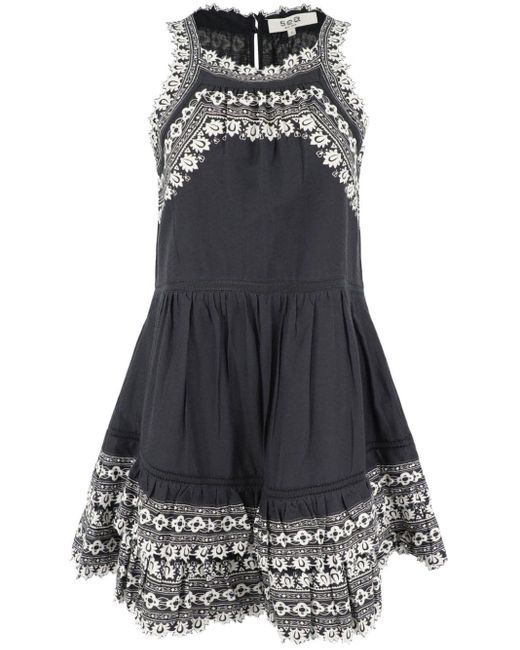 Sea Amina Katoenen Mini-jurk in het Black