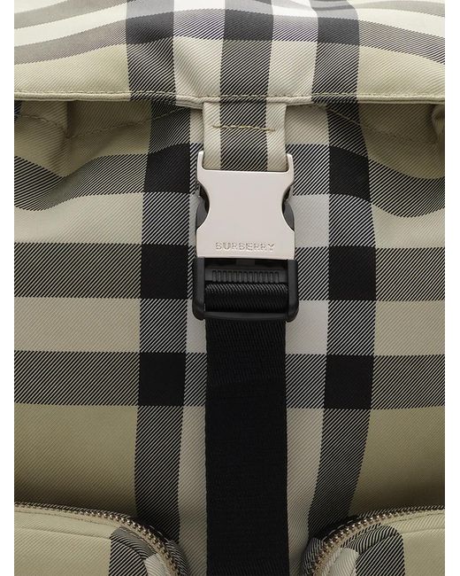 Burberry Gray Medium Check Backpack for men