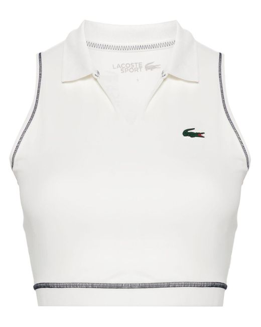 Lacoste White Rubberised-crocodile Compression Top